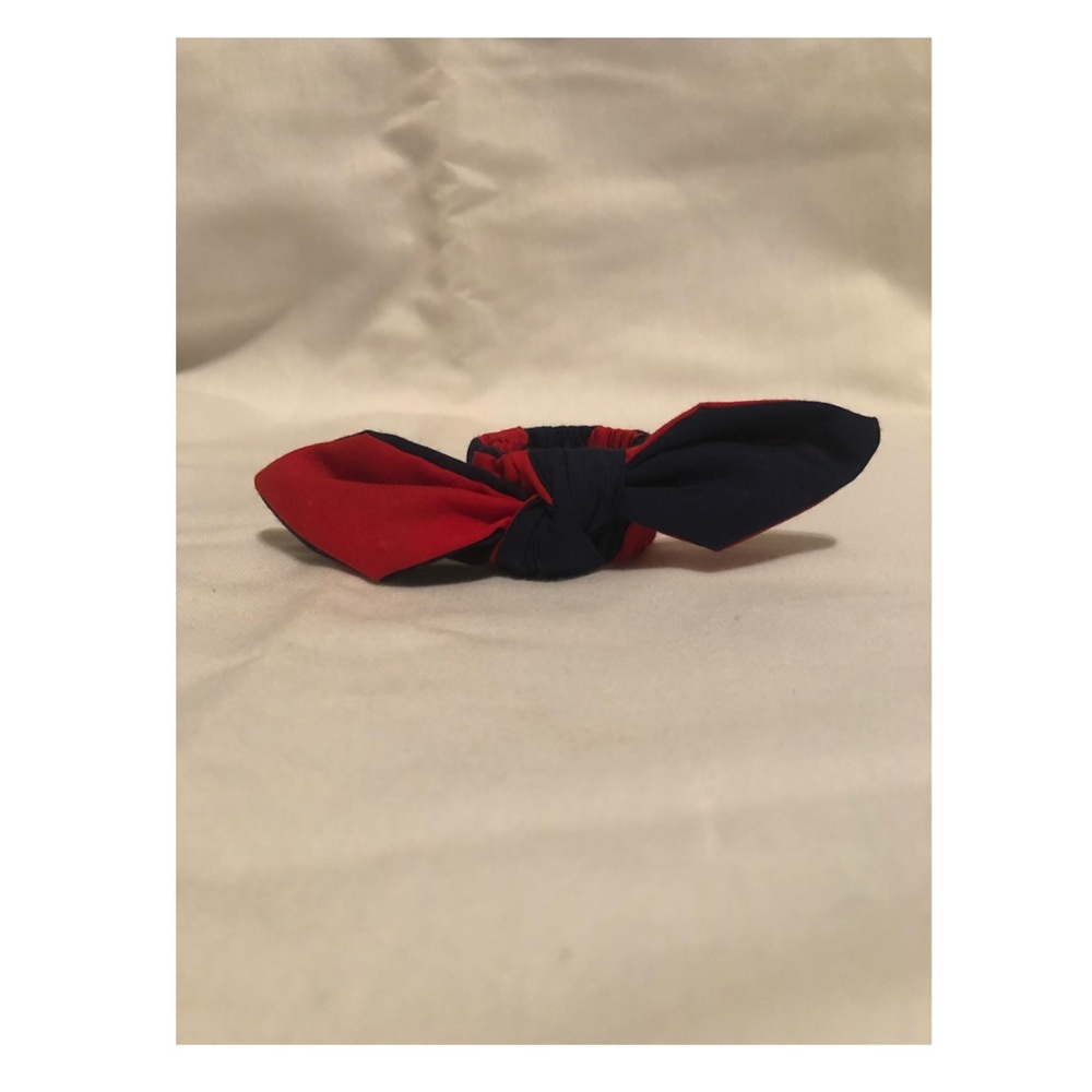 Navy and Red Bow Slap Around Hairband